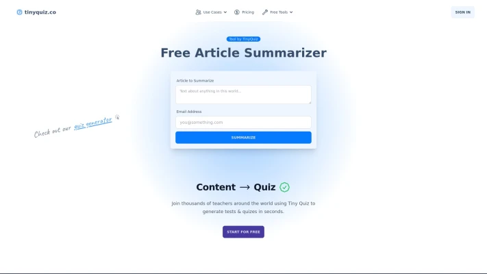 TinyQuiz Article Summarizer