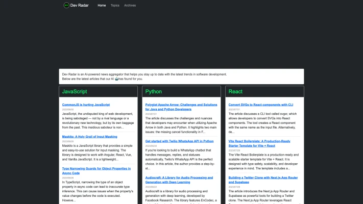 Dev Radar